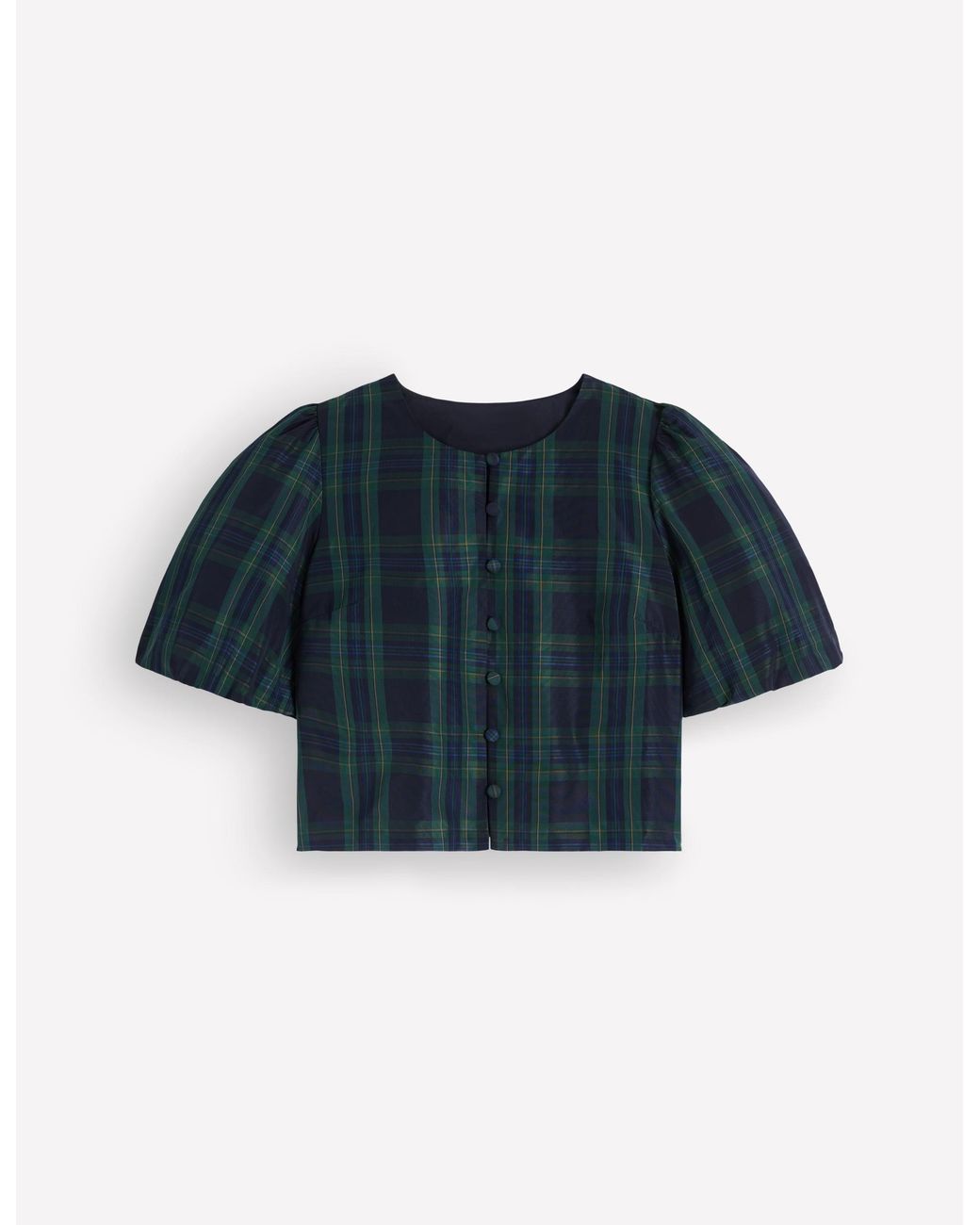 Boden Black Puff Sleeve Taffeta Top