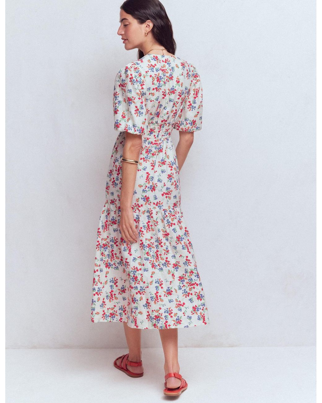 Boden White Irene Linen Midi Dress