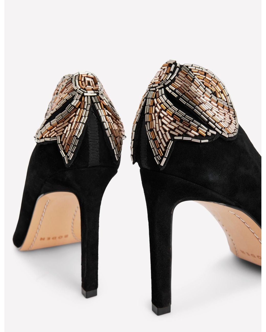 Boden Black Embellished Court Shoes