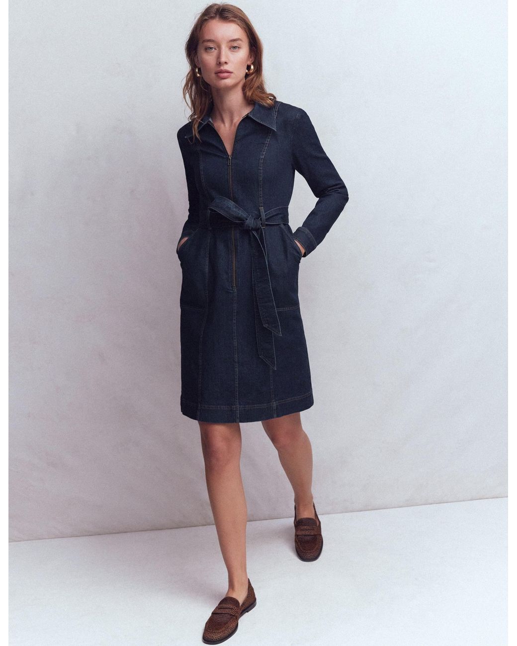 Boden Blue Zip Denim Short Dress