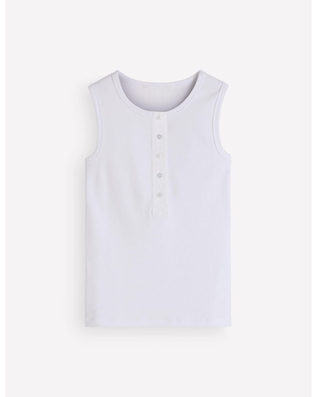 Boden Blue Woven Mix Ribbed Henley Top Vest