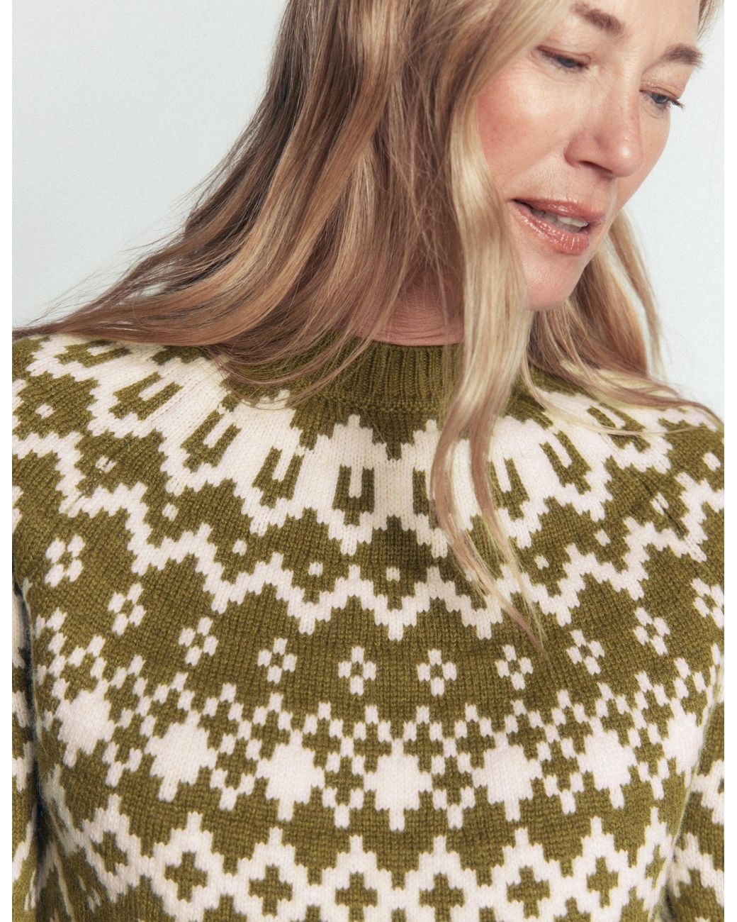 Boden Green Mae Fair Isle Knitted Sweater