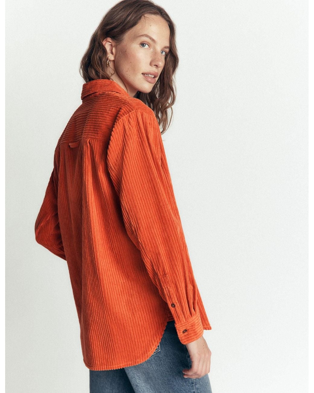 Boden Orange Sienna Relaxed Cord Shirt