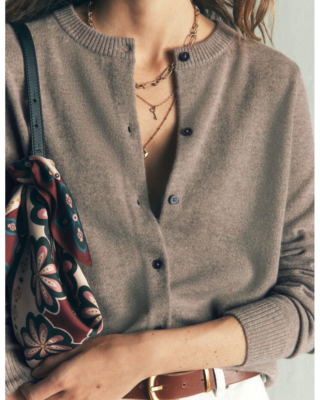 Boden Gray Elsie Cashmere Crew Cardigan