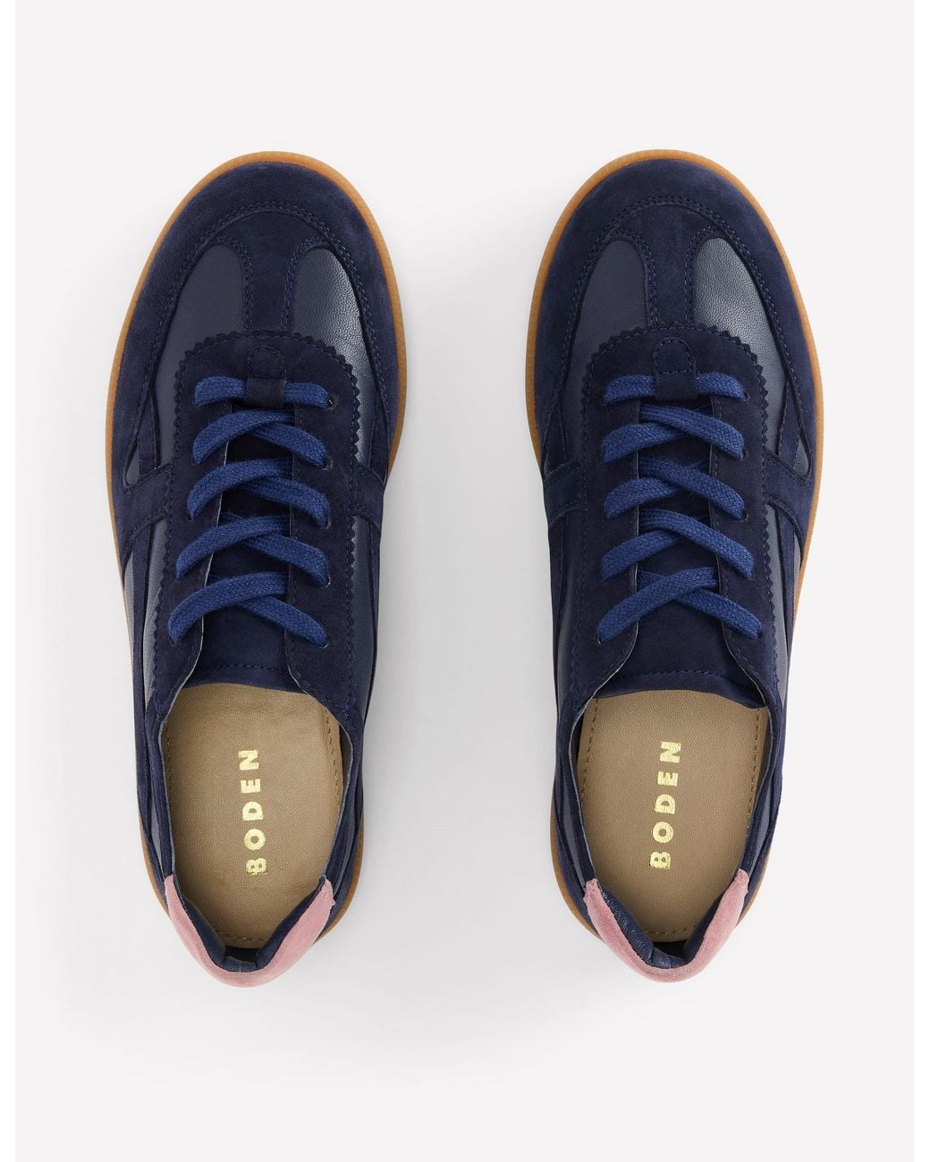 Boden Blue Leather Side Detail Trainer