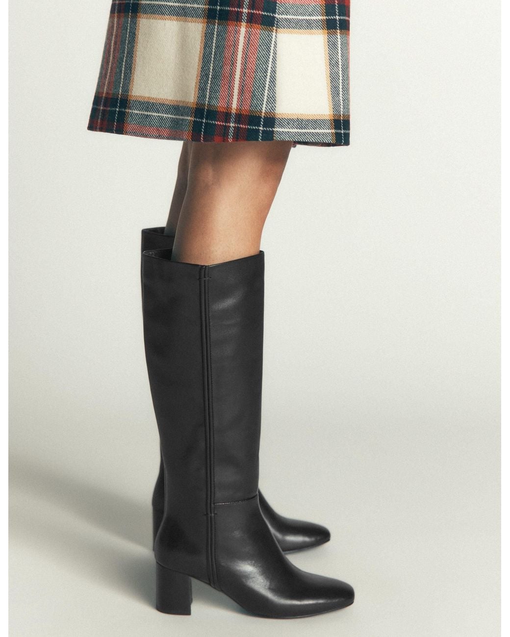 Boden Black Seam Detail Knee Boots