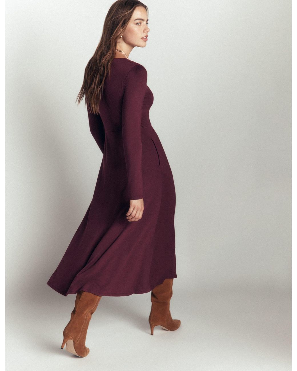 Boden Purple Jasmine Ruched Jersey Dress