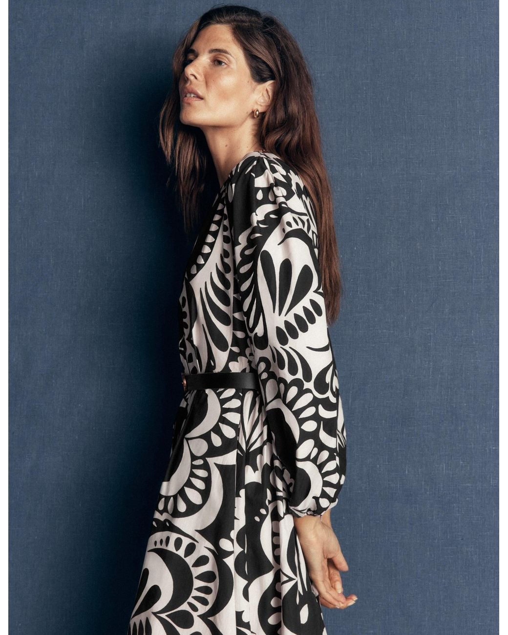 Boden Black Nicola Cotton Midi Dress