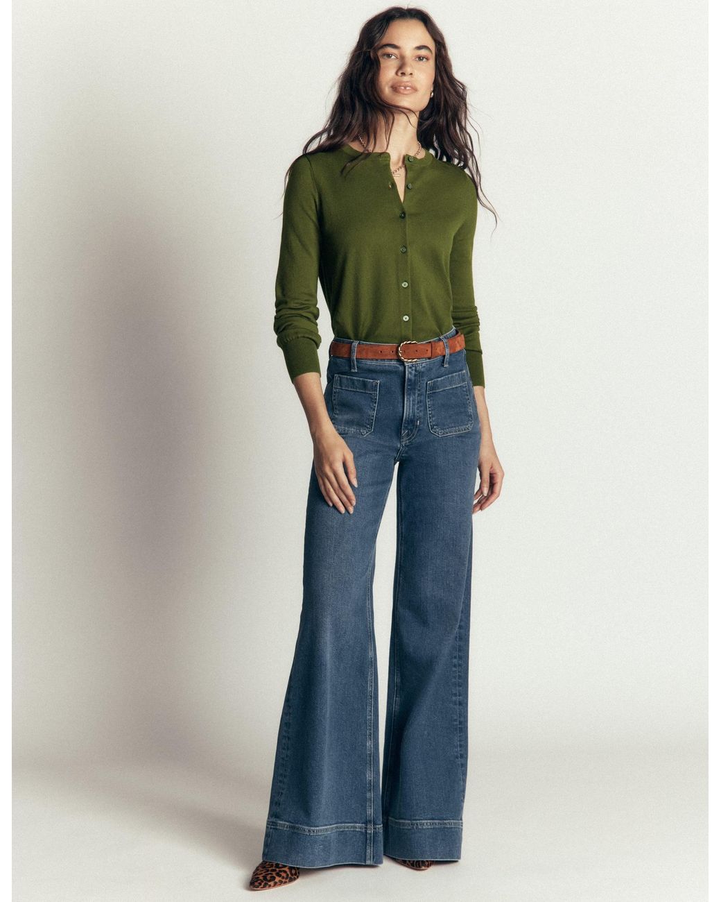 Boden Green Camilla Cotton Crew Cardigan
