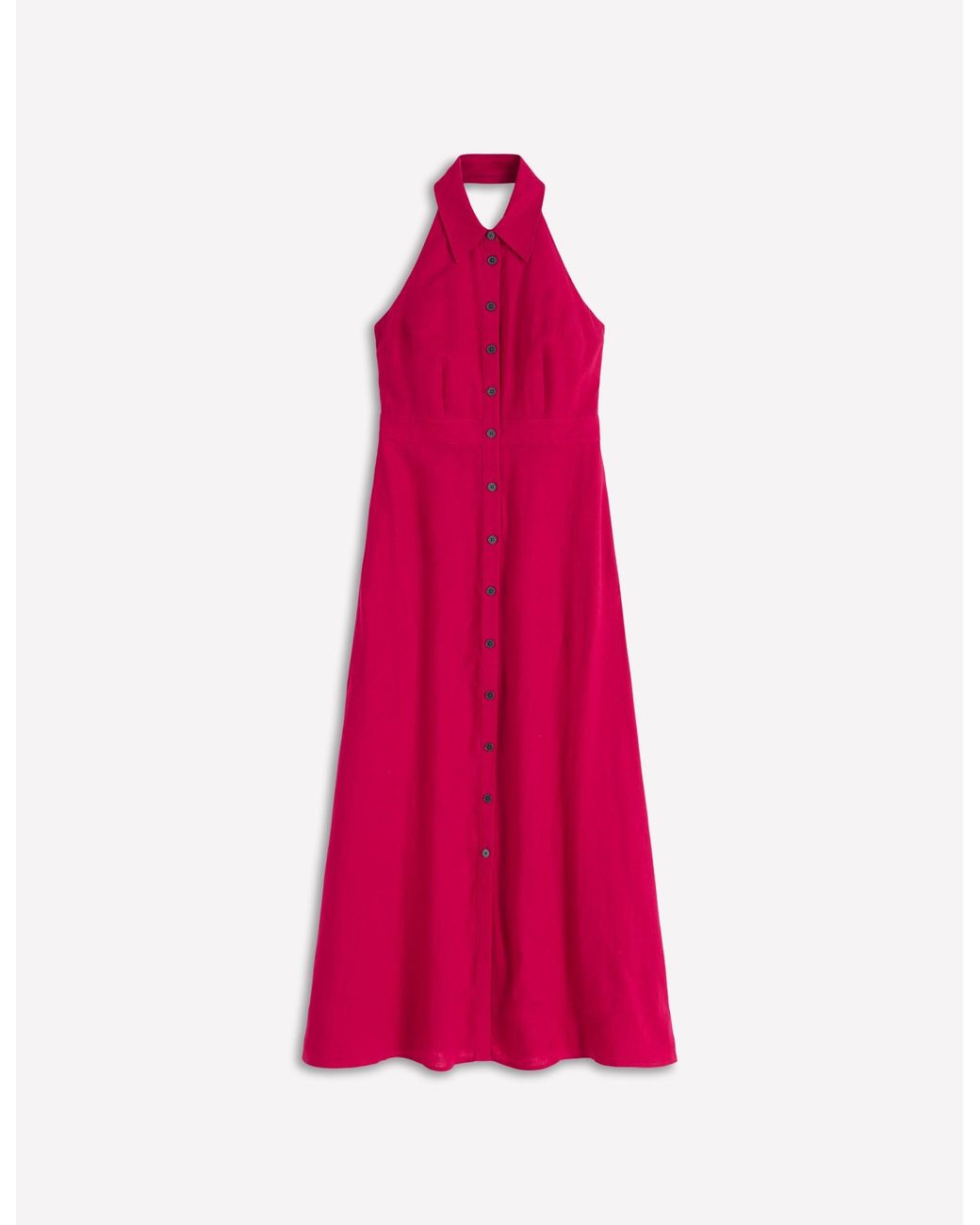 Boden Red Halter Linen Blend Maxi Dress