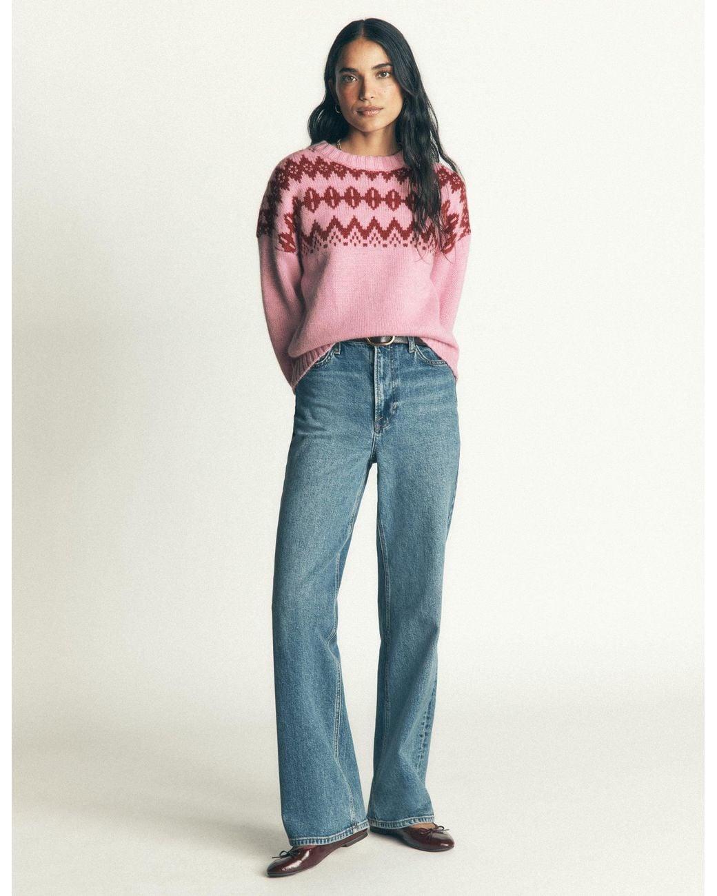 Boden Blue Chunky Fair Isle Jumper
