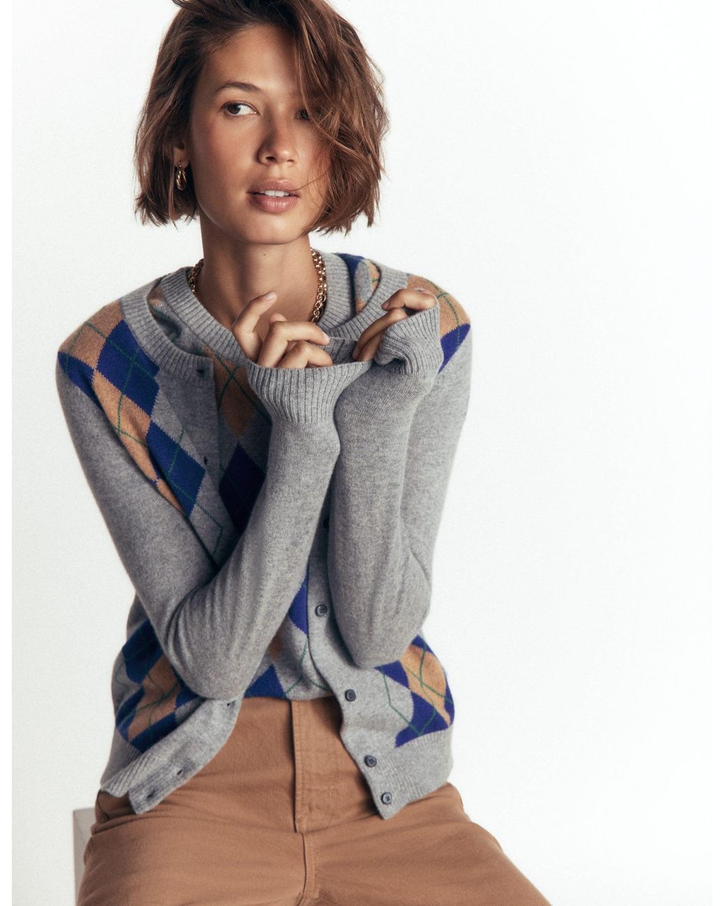 Boden Pink Elsie Cashmere Crew Cardigan