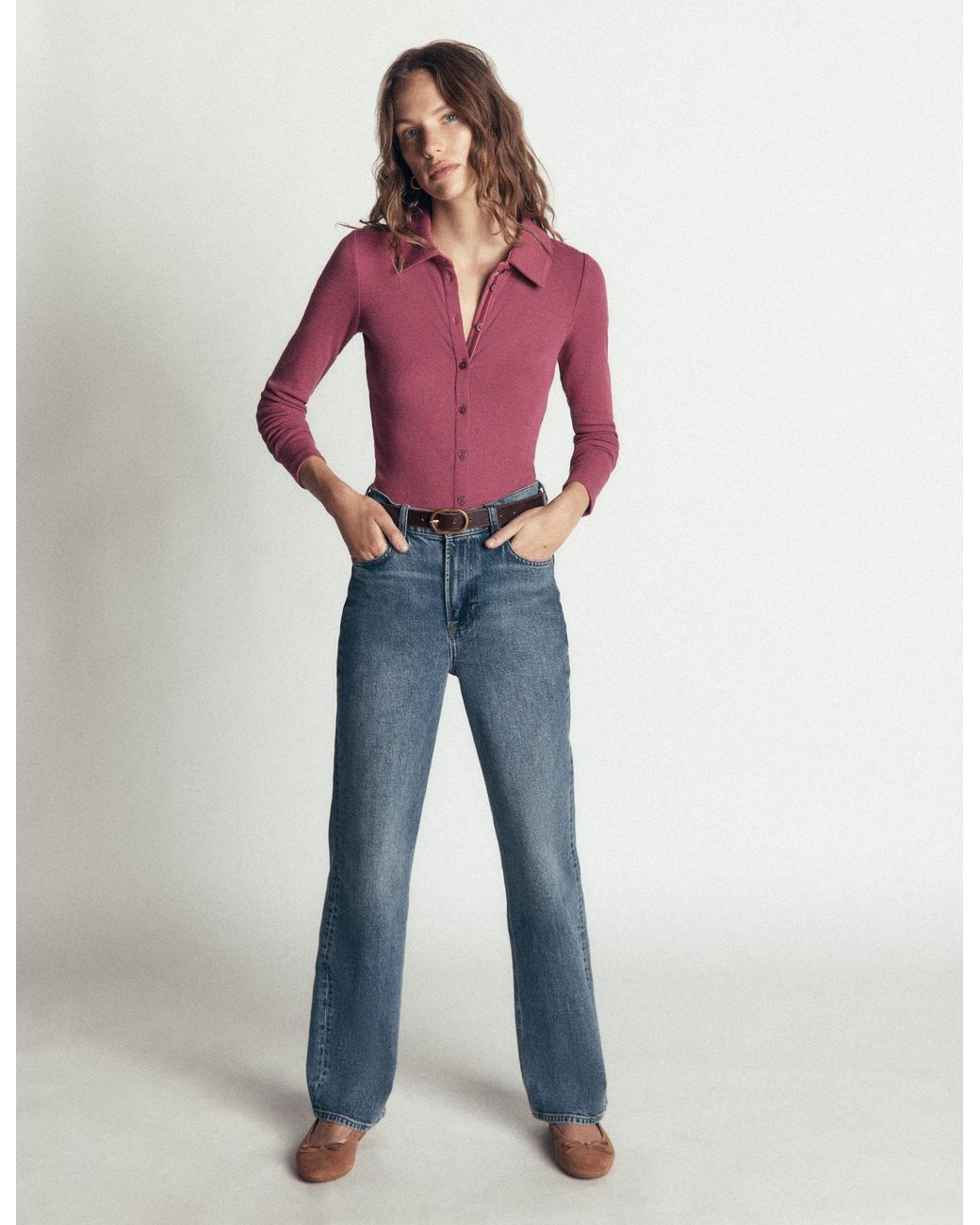 Boden Purple Jersey Velvet Ribbed Shirt