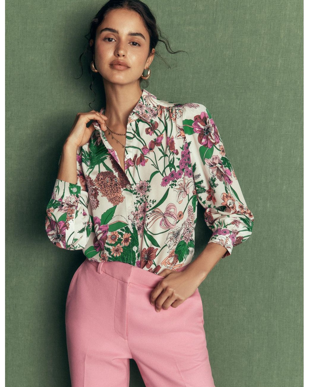Boden White Sara Silk Shirt