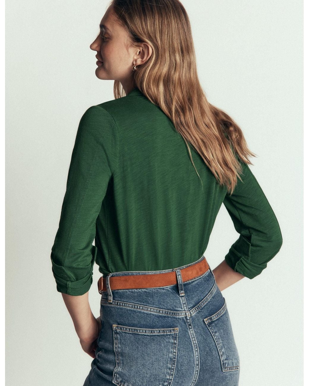 Boden Green Seam Detail Jersey Shirt