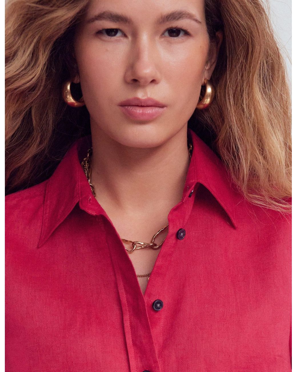 Boden Pink Sienna Linen Shirt