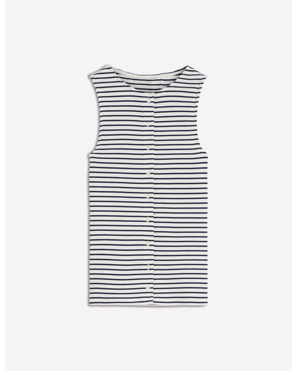 Boden Blue Evie Button Through Rib Vest Top