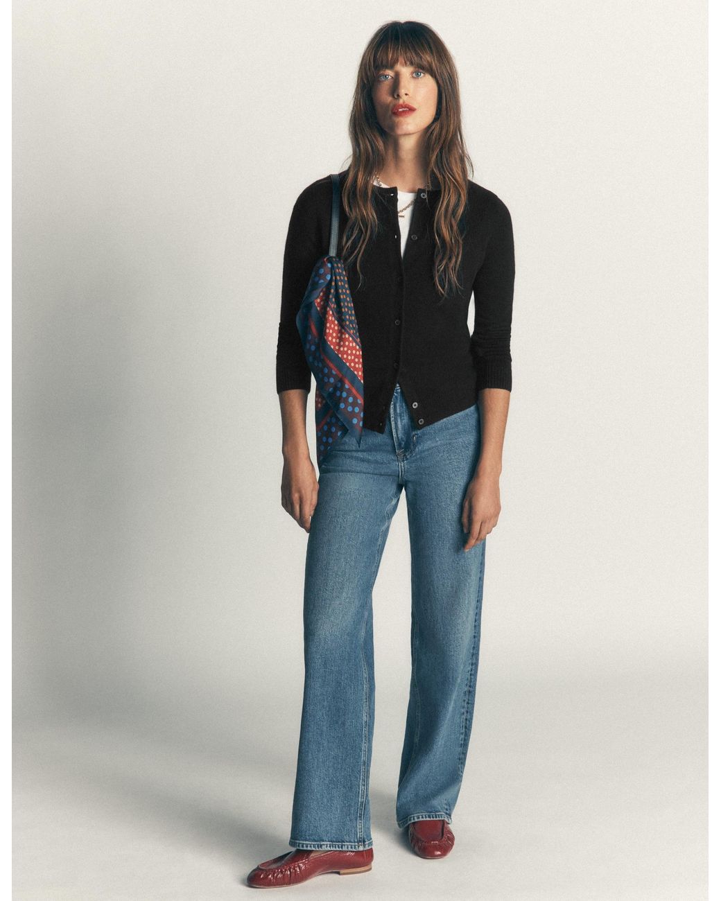 Boden Black Elsie Cashmere Crew Cardigan