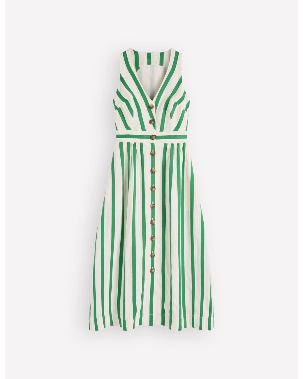 Boden Green Catherine Button Linen Dress