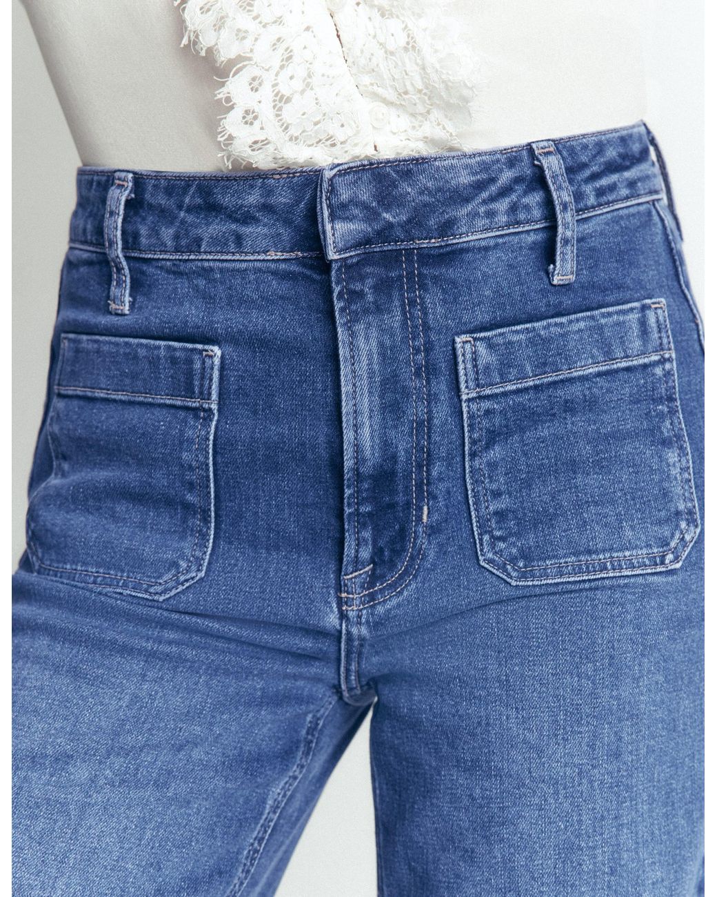 Boden Blue Patch Pocket Flare Jeans