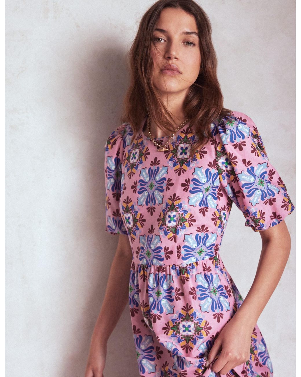 Boden Purple Tiered Poplin Maxi Dress