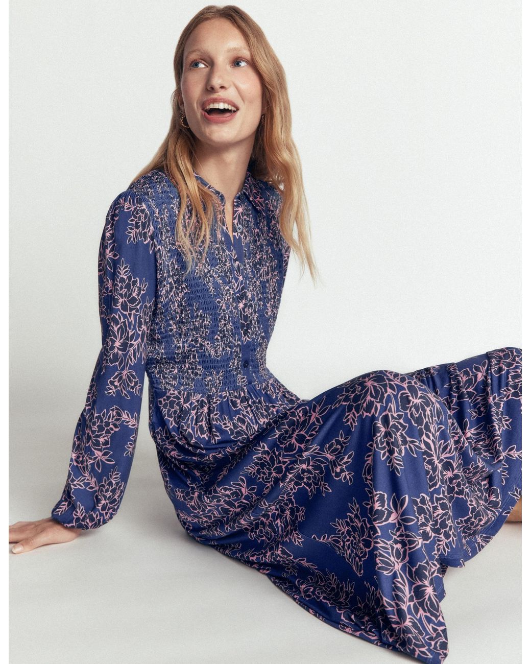Boden Multicolor Smocked Jersey Dress