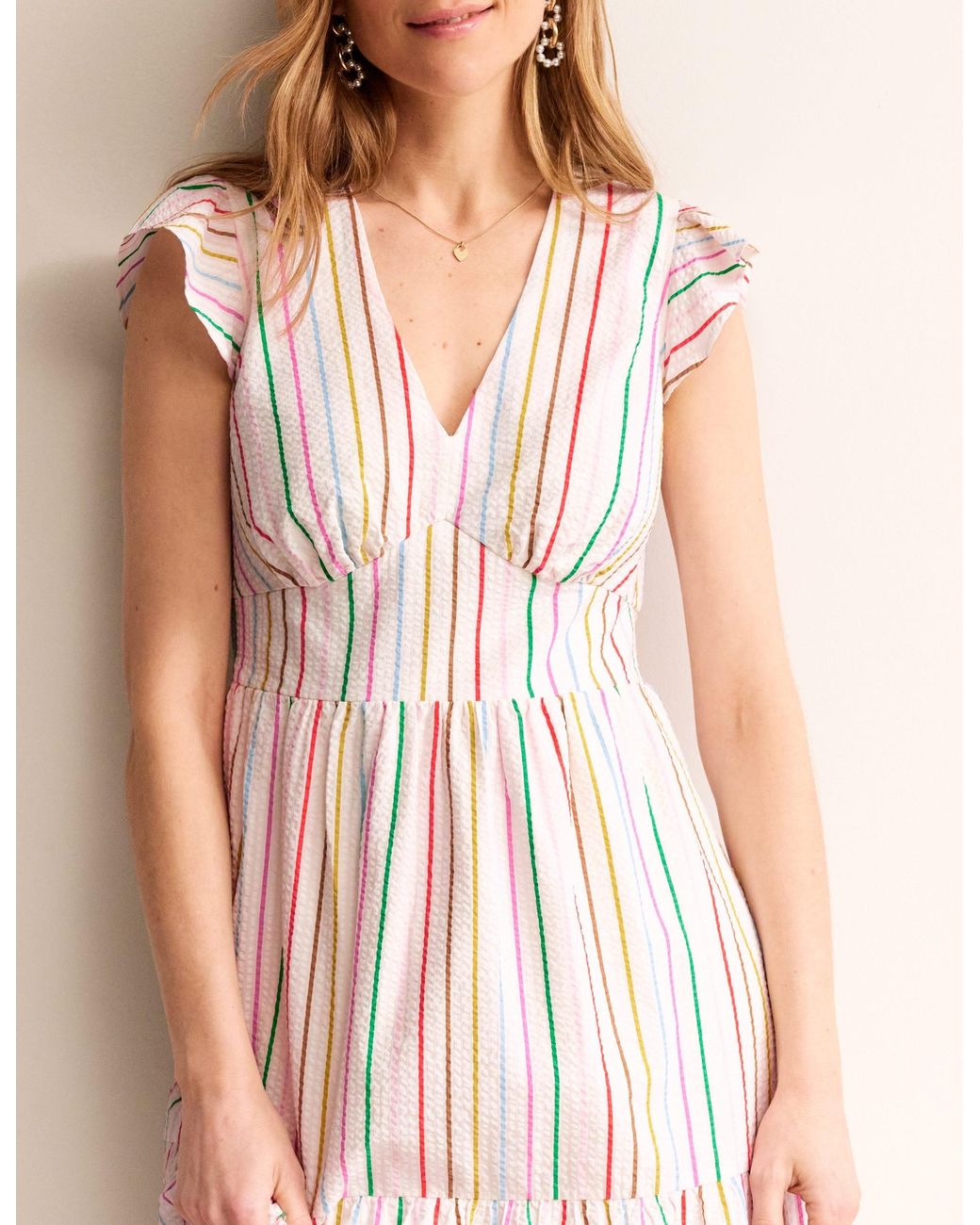 Boden May Cotton Midi Tea Dress in Natural | Lyst UK