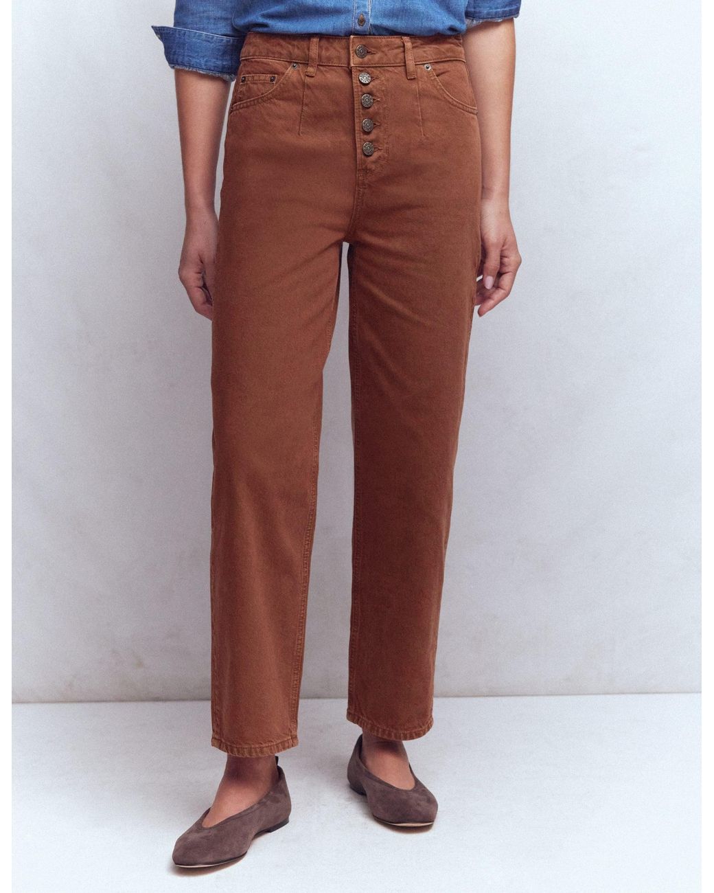Boden Multicolor Exposed Button Straight Jeans