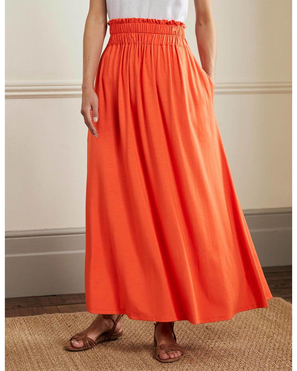 Boden Pull On Jersey Maxi Bright Papaya in Orange Lyst