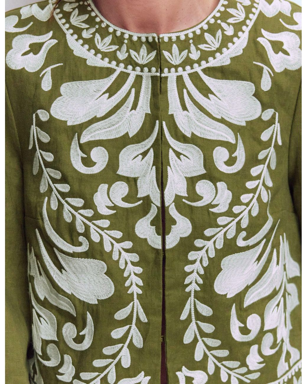 Boden Black Embroidered Linen Jacket