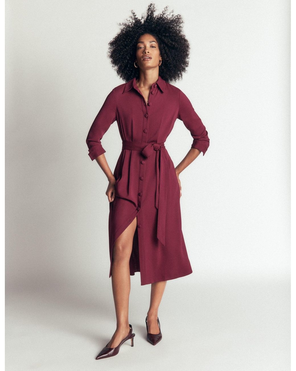 Boden Red Kate Pleated Shirt Dress