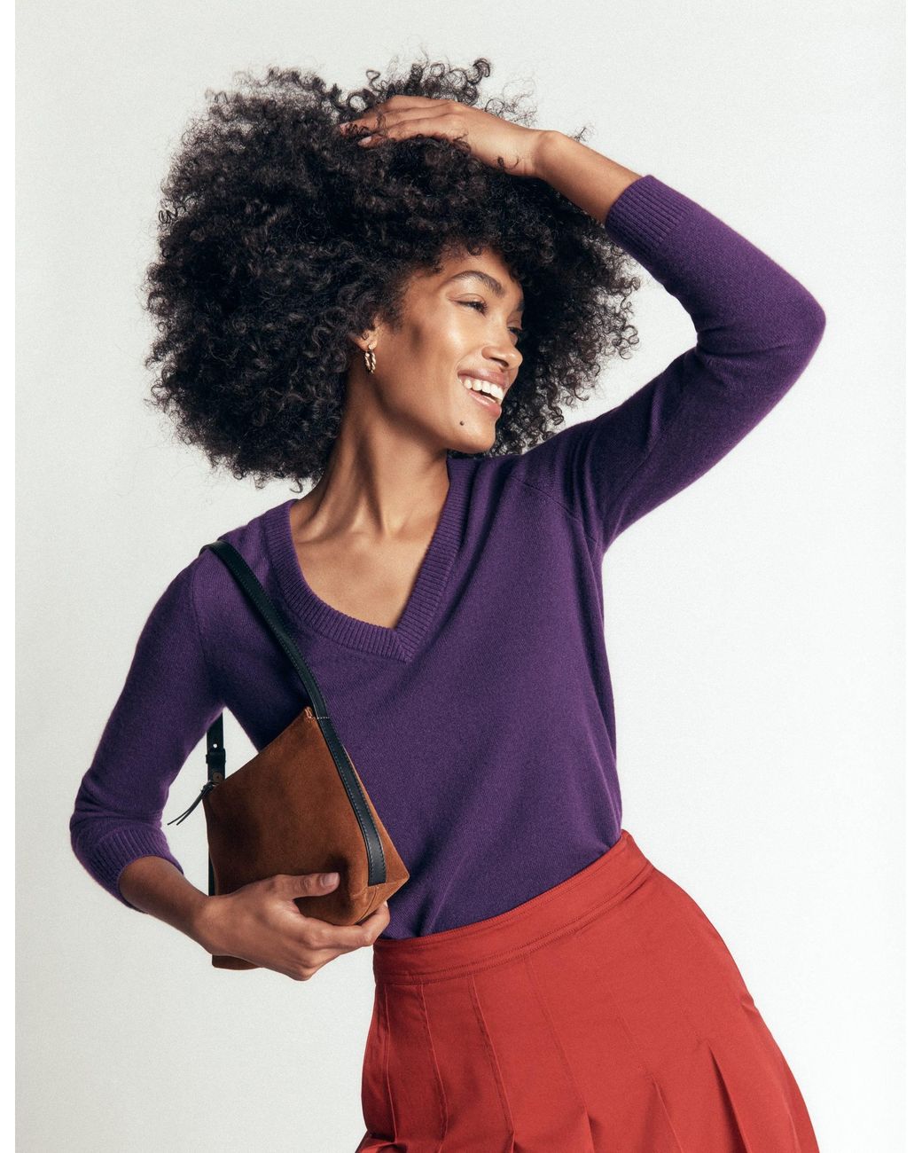 Boden Purple Elsie Cashmere V Neck Jumper