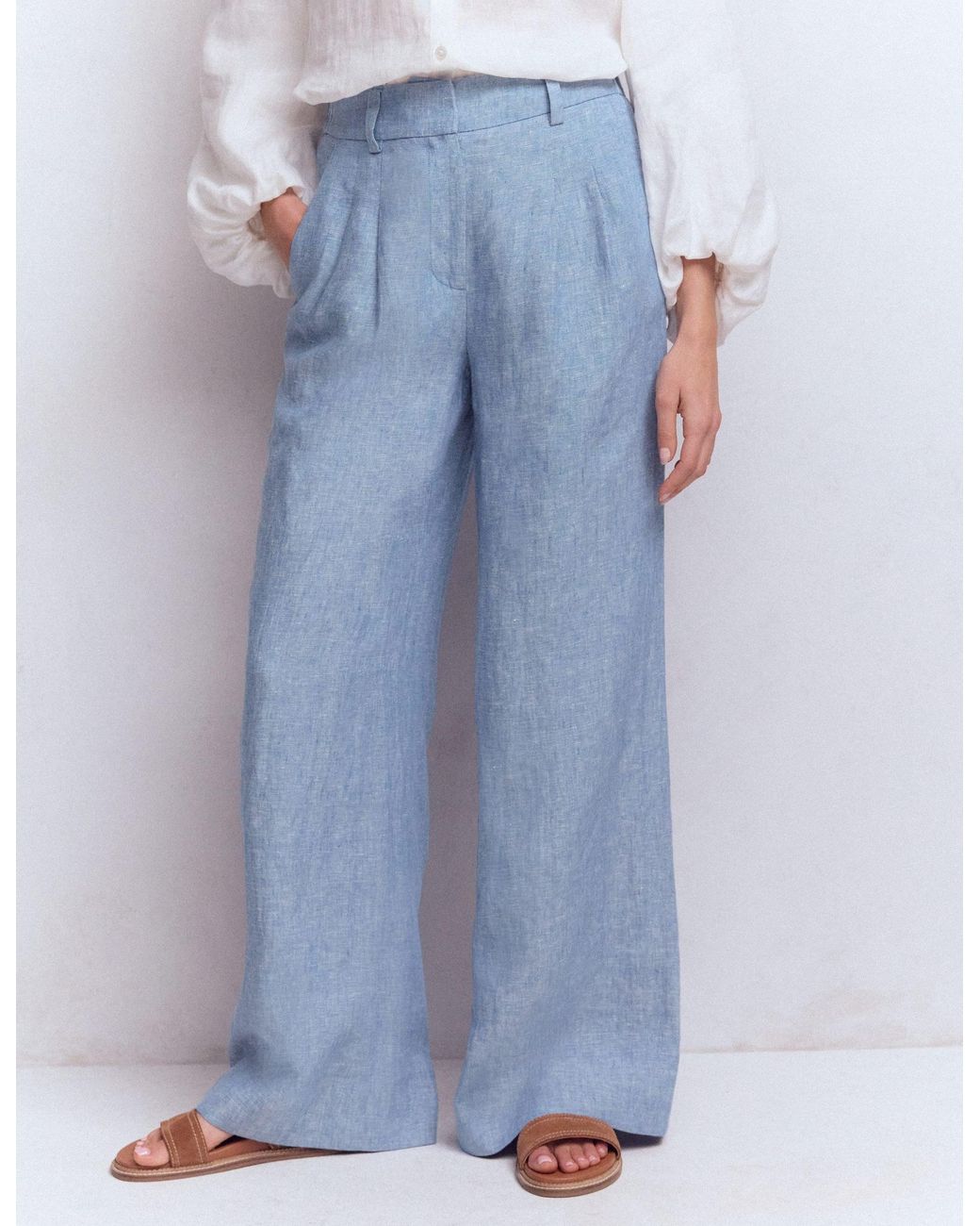 Boden Blue Kensington Linen Trousers