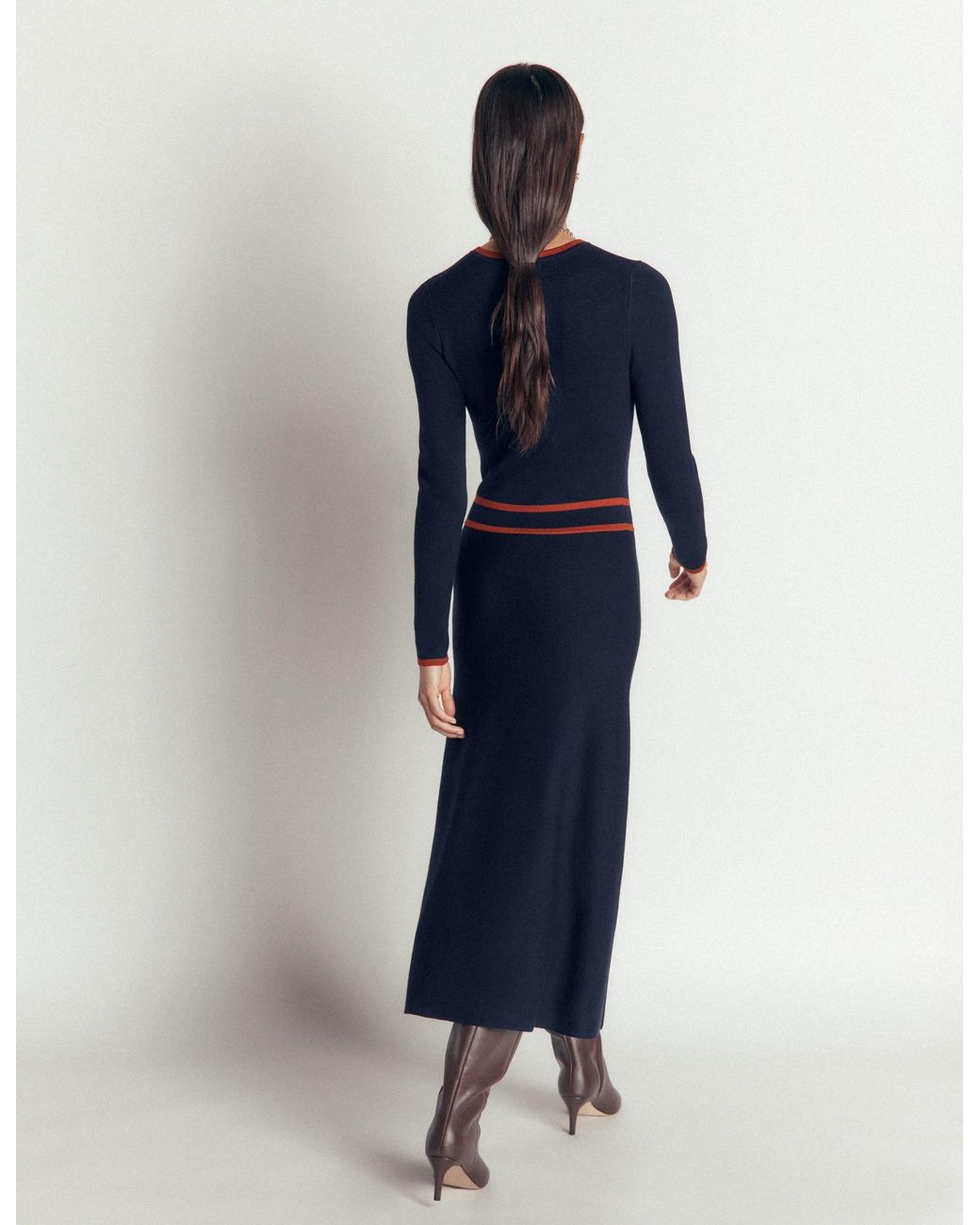 Boden Blue Contrast Tipped Knitted Dress