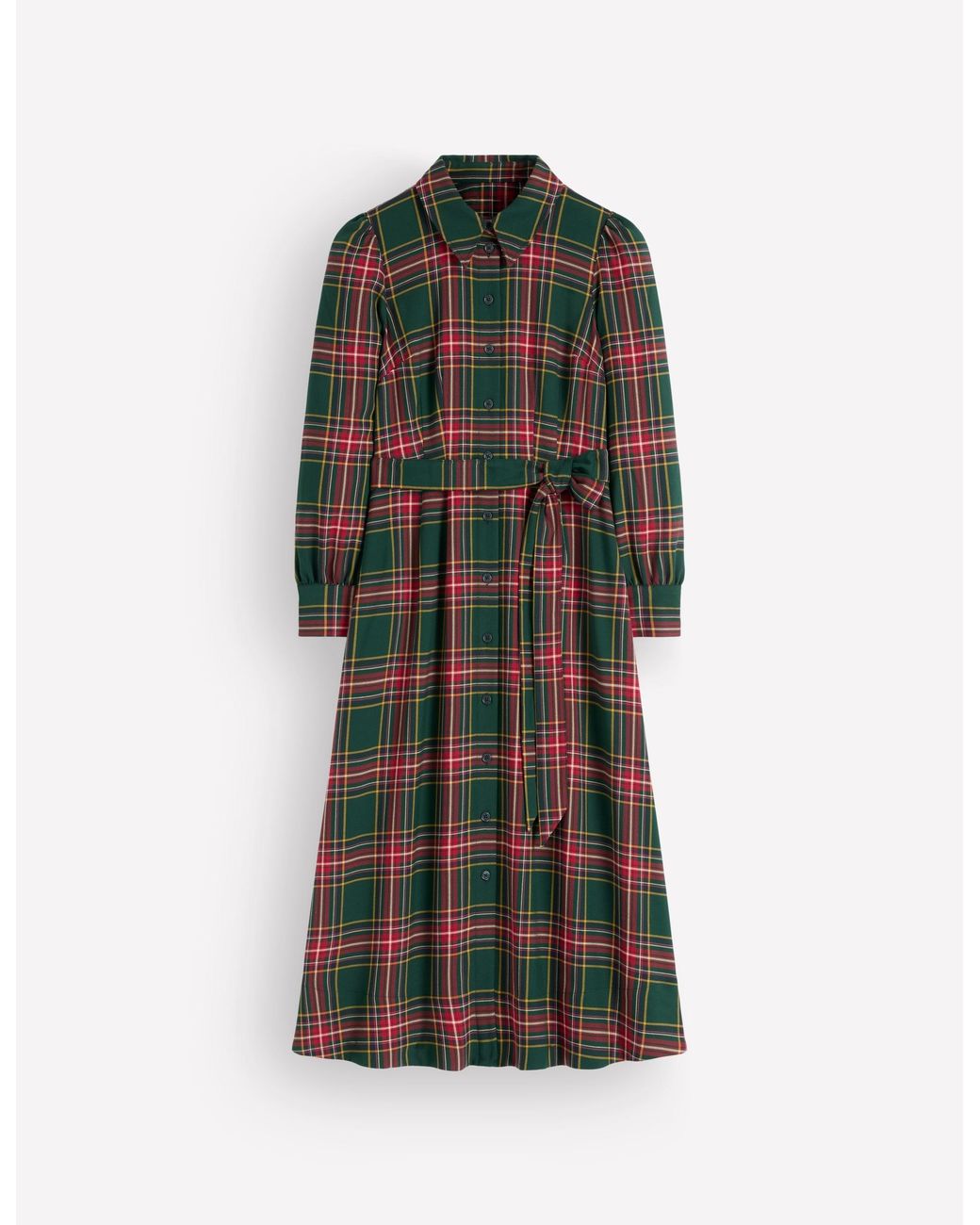 Boden Red Maeve Check Midi Shirt Dress