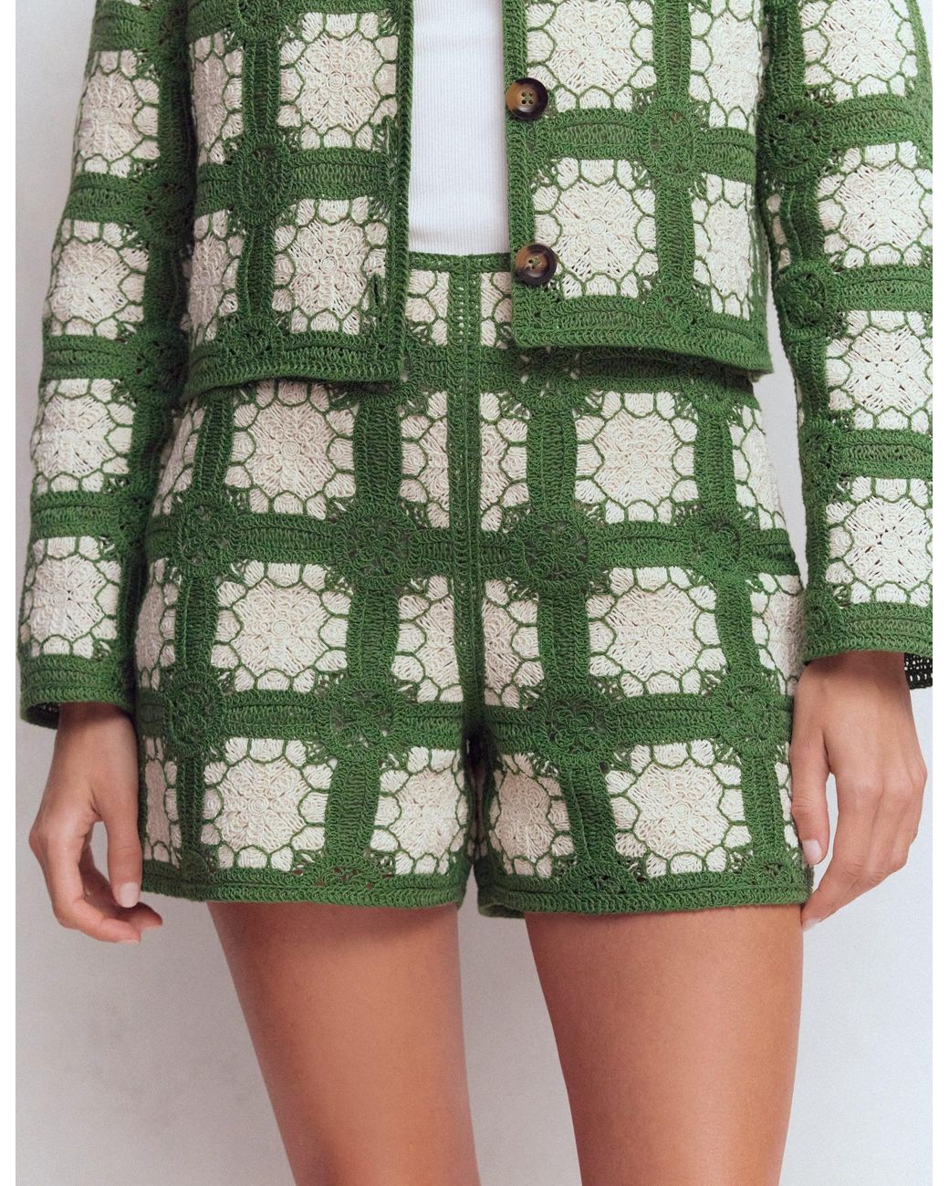 Boden Green Crochet Shorts