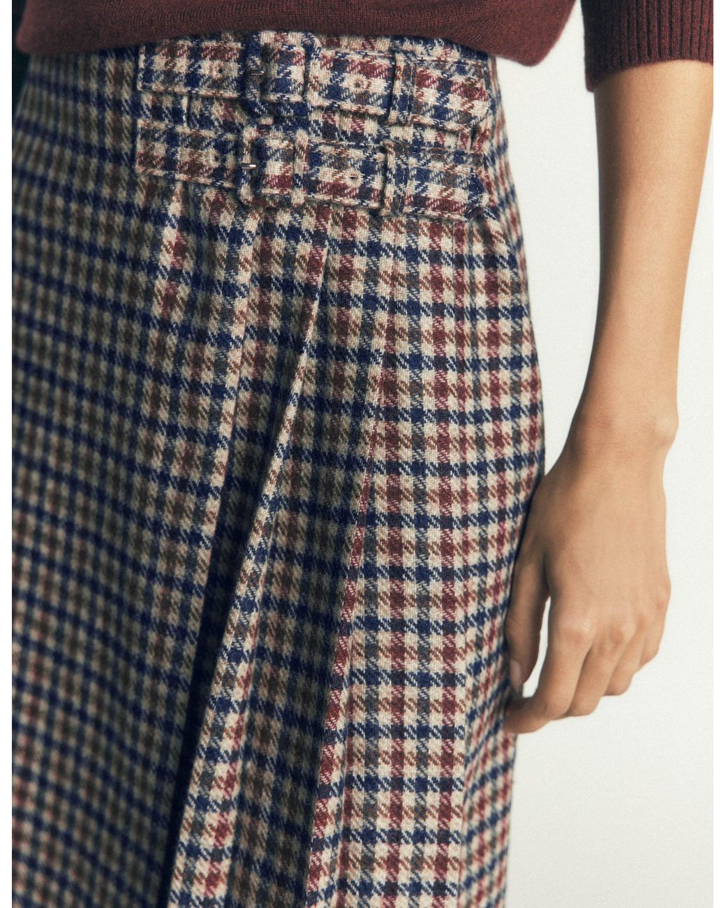 Boden Blue Vera Double Buckle Kilt