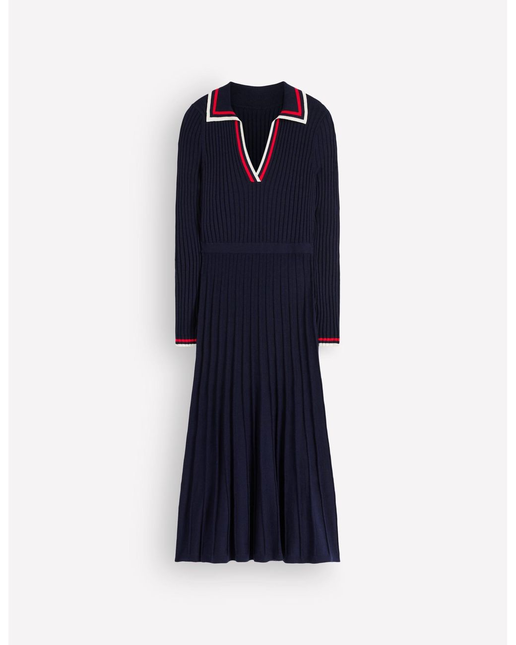Boden Blue Ribbed Henley Knitted Dress