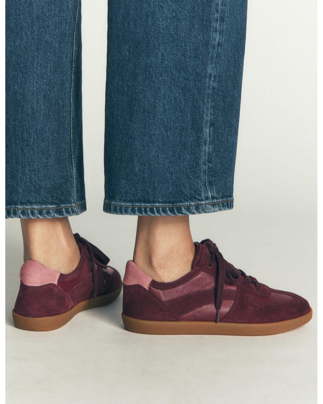 Boden Purple Leather Side Detail Trainer