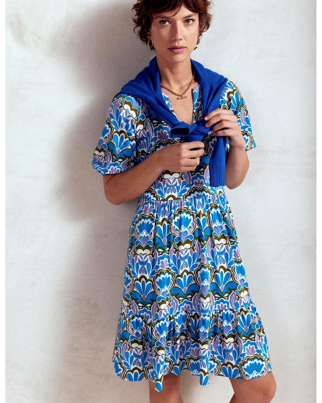 boden piper short jersey dress in Blue Vacation Dresses