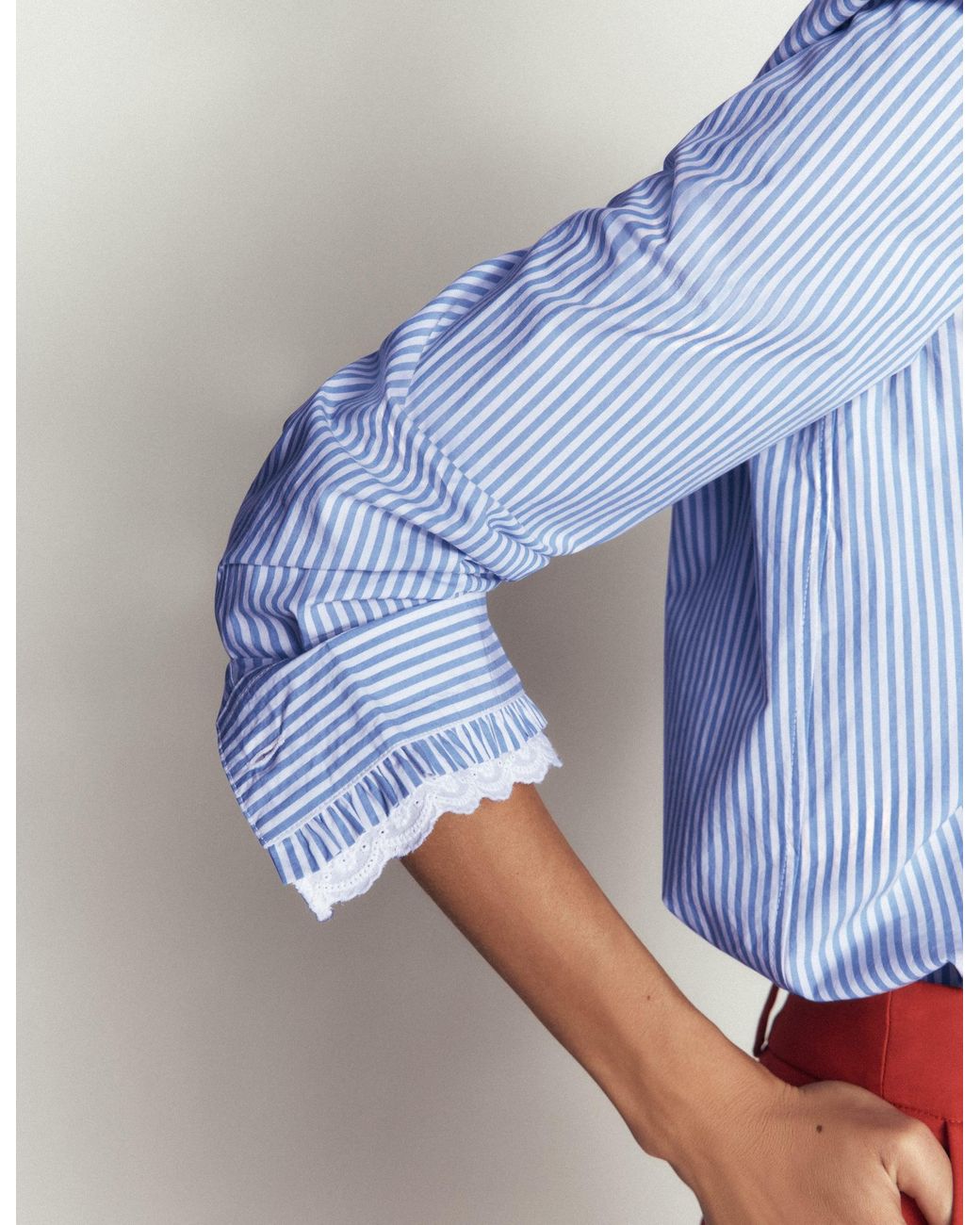 Boden Blue Sienna Frill Cotton Shirt