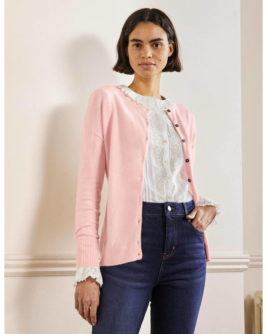 blush cashmere cardigan