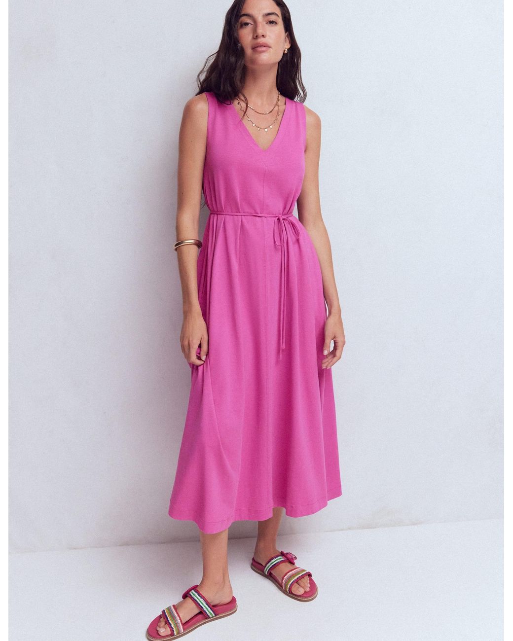 boden v neck jersey maxi dress Mia V-Neck Midi in Pink Boden womens dresses