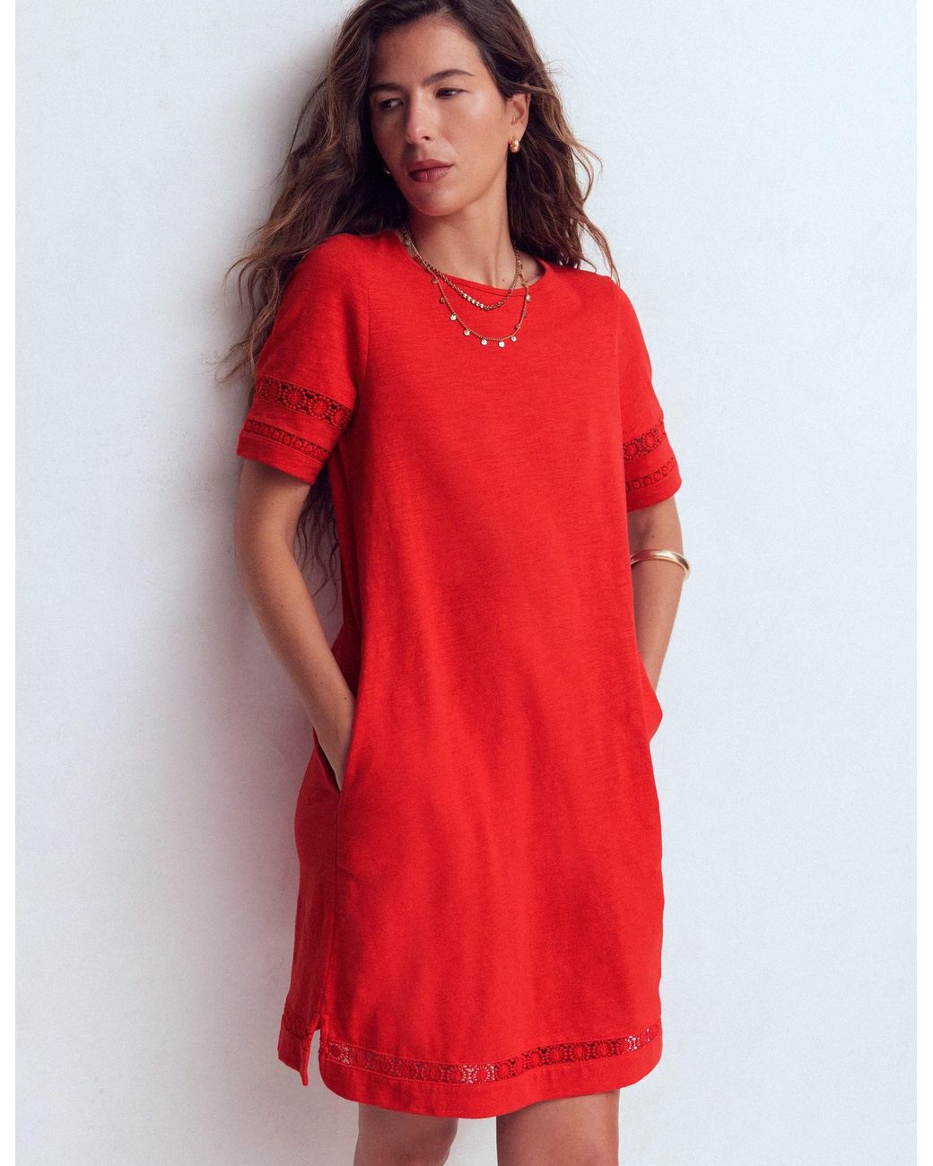 Boden Red Hattie Jersey T-Shirt Dress