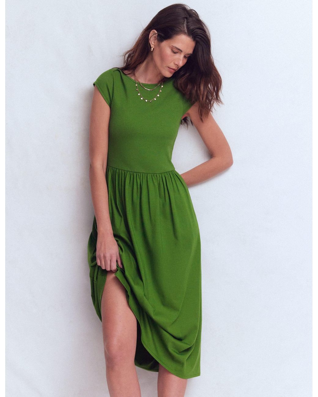 Boden Green Boat Neck Mix Dress