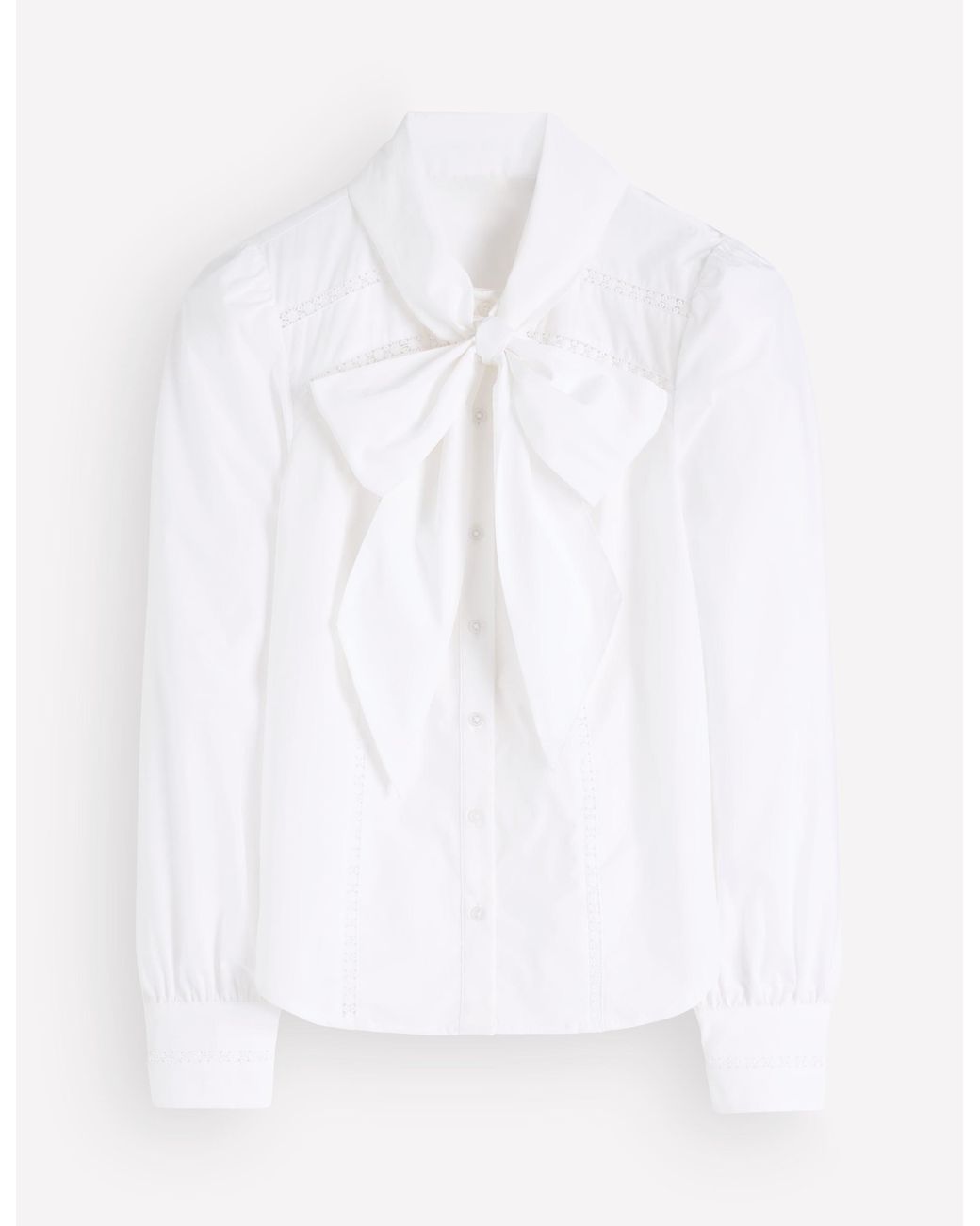 Boden White Clara Tie Neck Shirt
