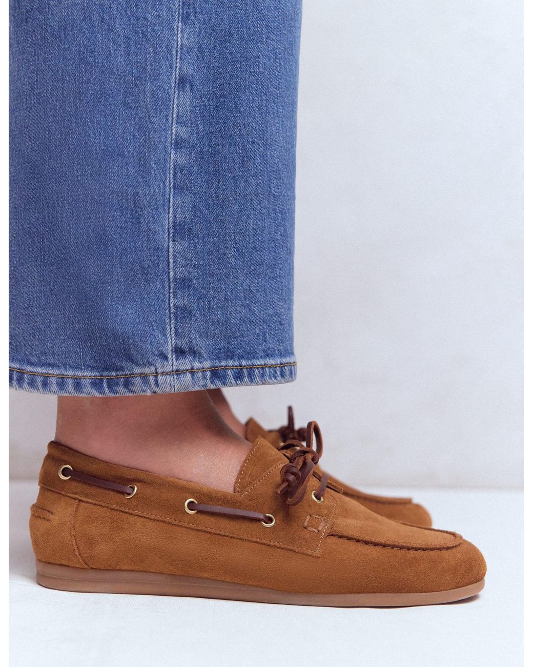 Boden Brown Lace-Up Boat Shoes