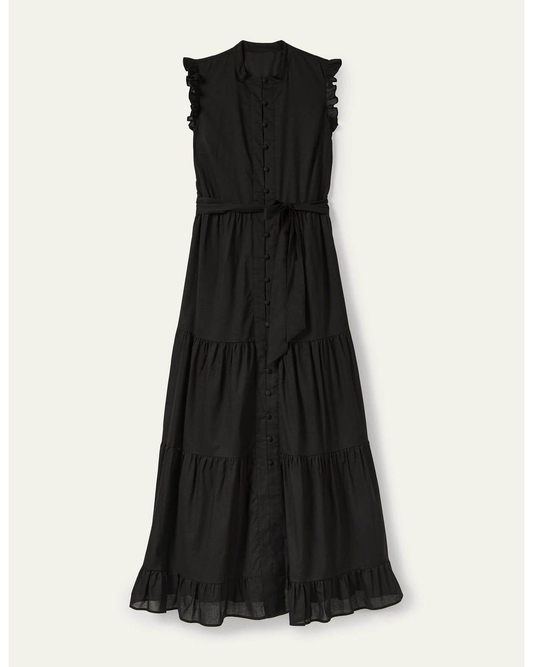 Boden Tiered Ruffle Maxi Dress in Black | Lyst