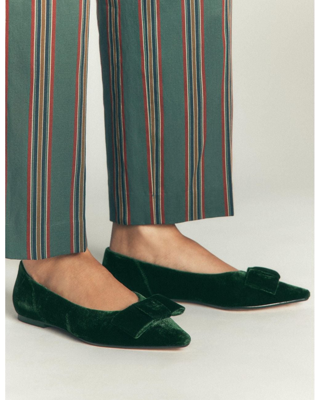 Boden Green Nigella Bow Pointed Flats
