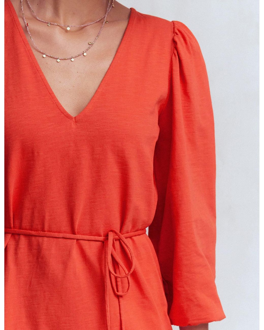 Boden Red Cary V-Neck Short Dress